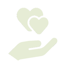 Hand embracing a heart icon